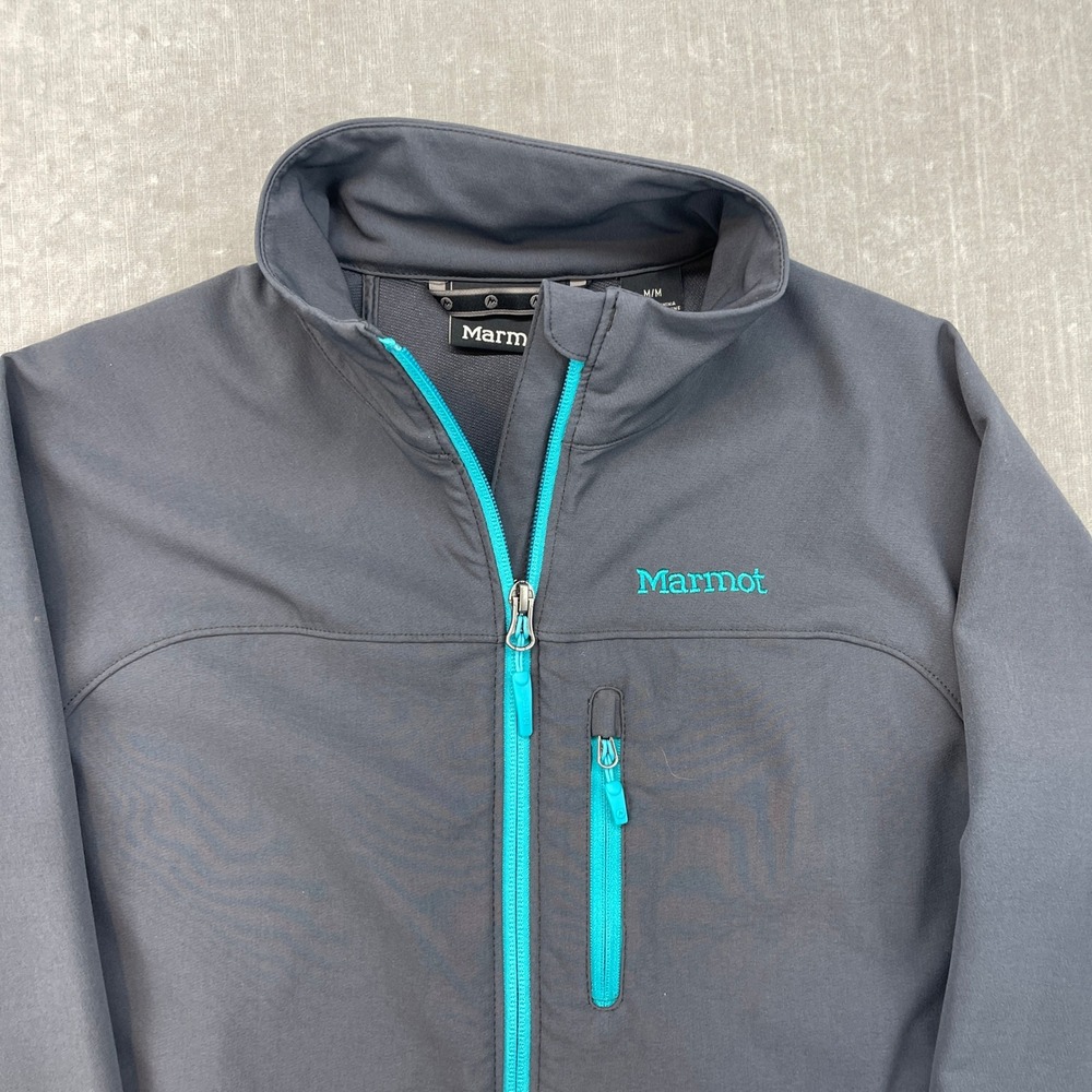 Marmot Womens Medium Gray Turquoise M3 Softshell Jacket Full Zip Hiking - Picture 2 of 6